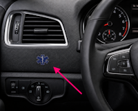 Car dashboard with NFC sticker