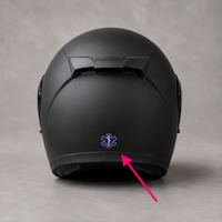 Motorcycle helmet with NFC sticker